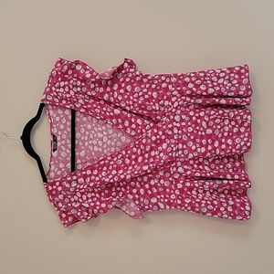 Hot Pink Surplice Front Peplum Blouse